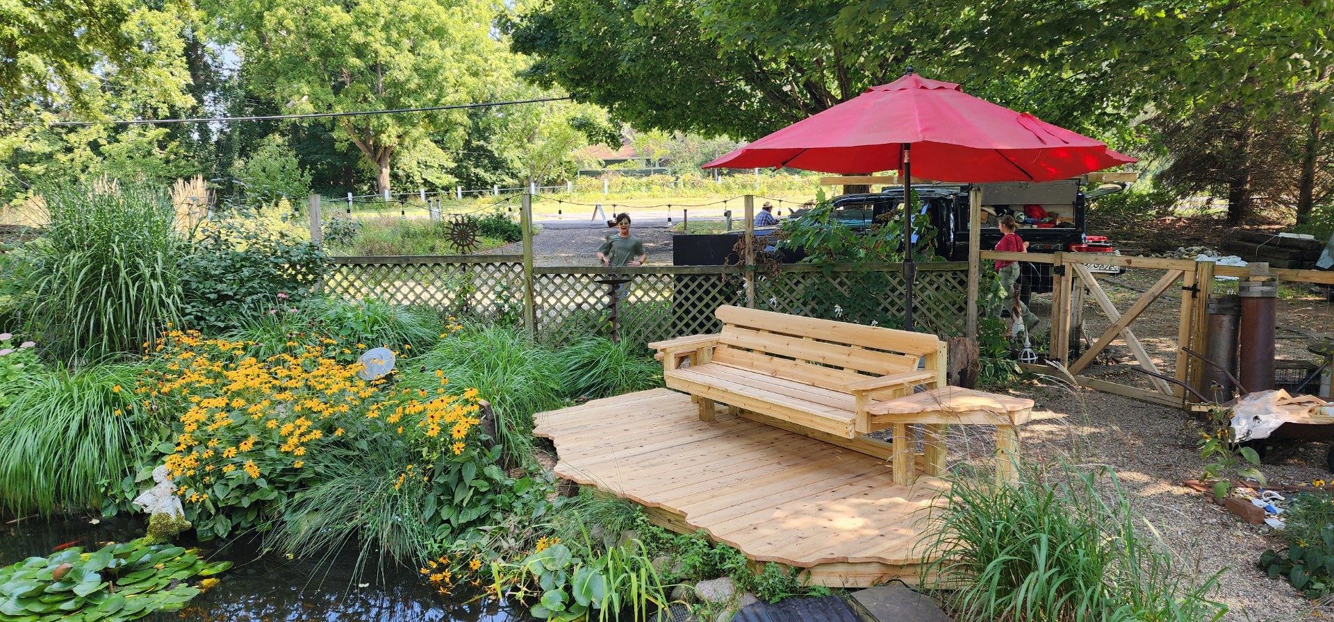 Garden Bridge & Seating Area – Pathways project by Semper Gumby Construction